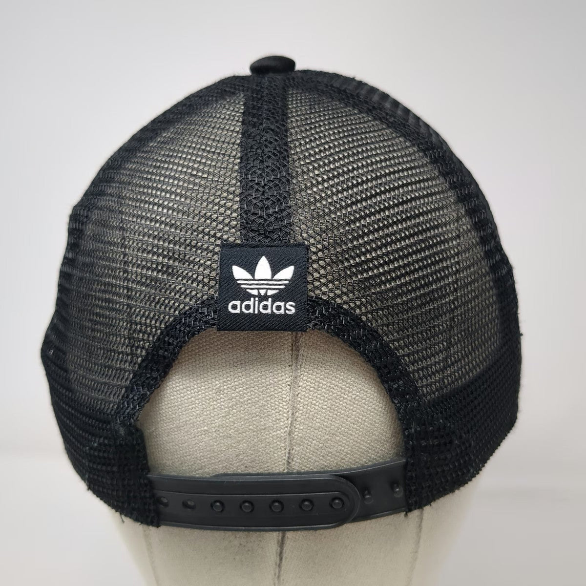Adidas Trucker Hat White Black One Size Mesh All Over Trefoil Logo Snapback