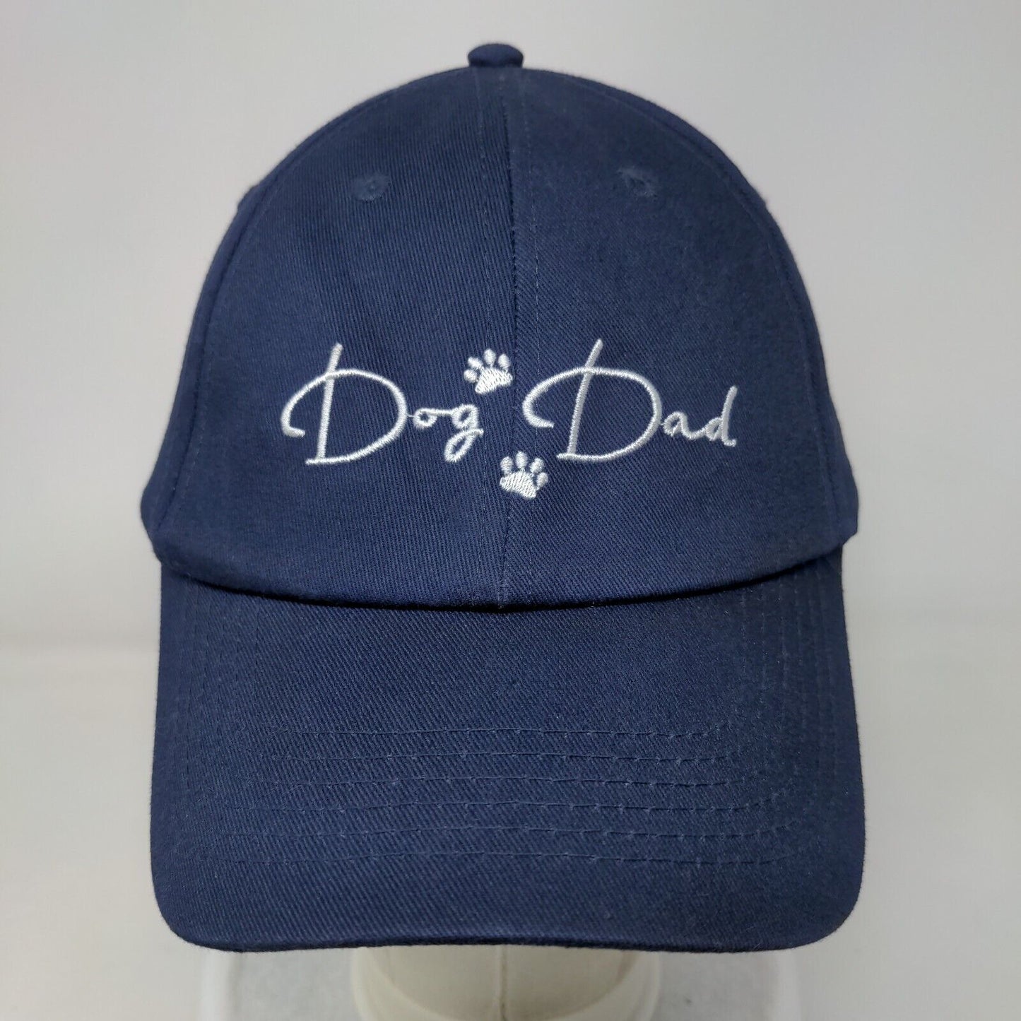 Dog Dad Strapback Hat Blue OSFM Adjustable Embroidered Vent Holes