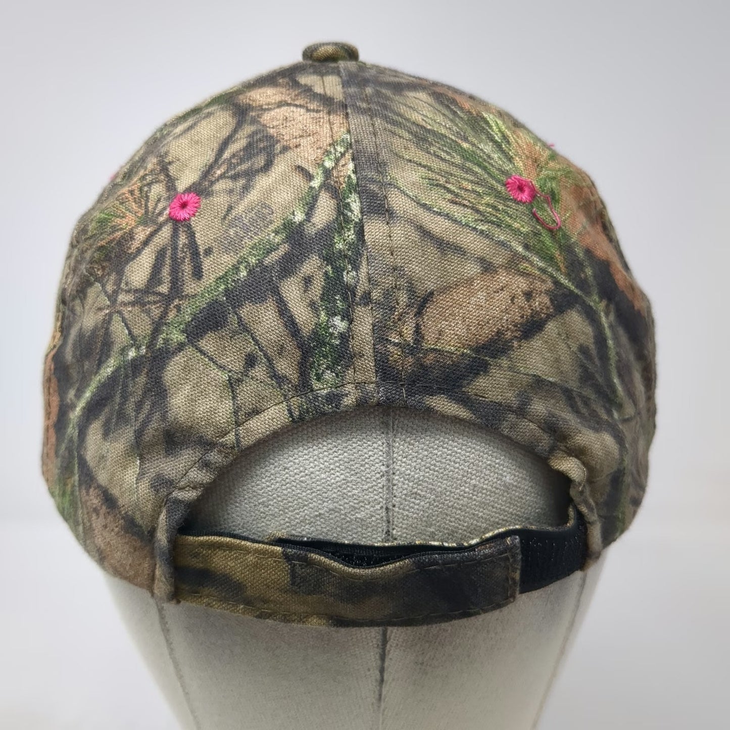 Mossy Oak Baseball Cap Brown One Size Camo Pink Blue Logo Strapback Hat Outdoor