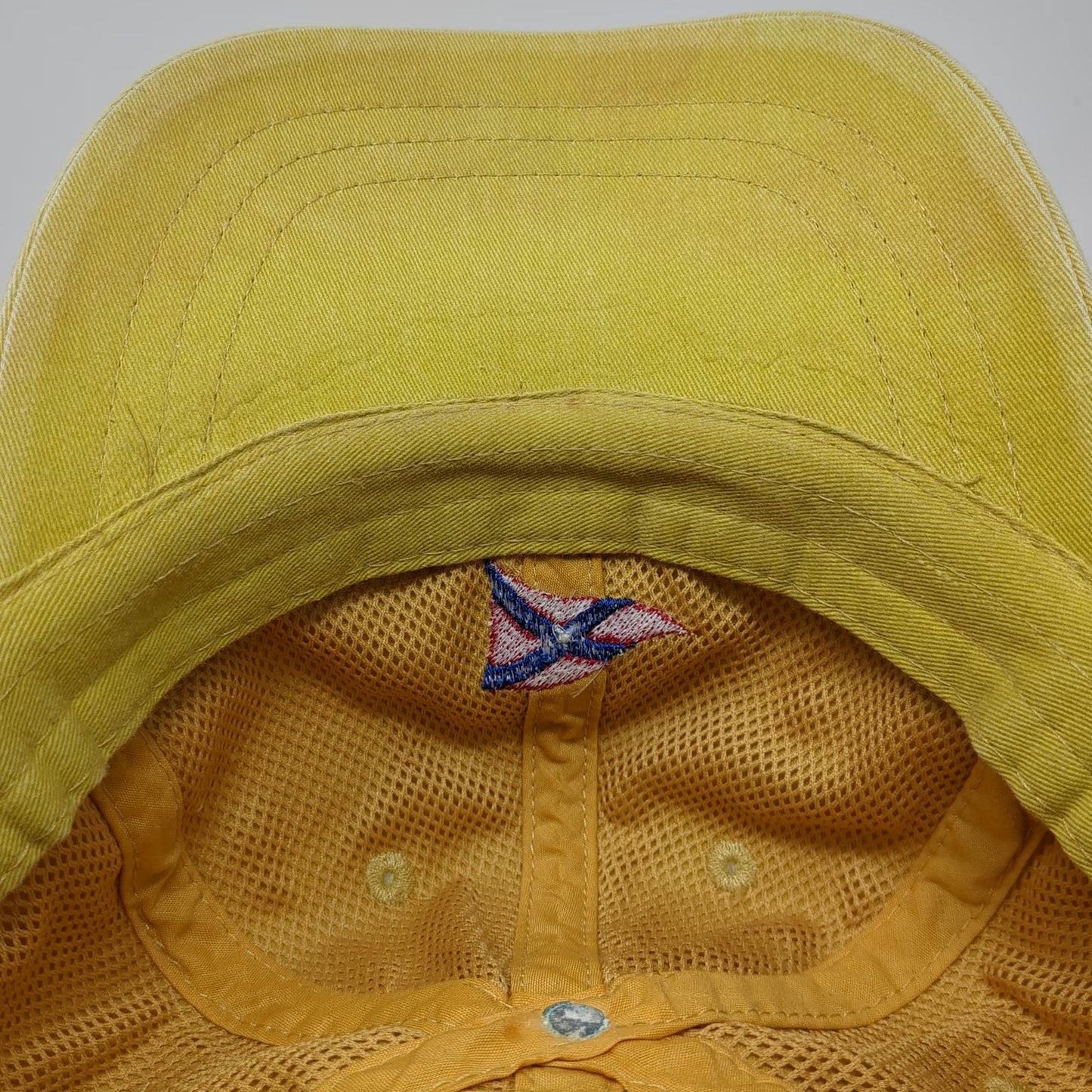 Adams Baseball Cap Yellow One Size Leather Strapback Nautical Burgee Flag Hat