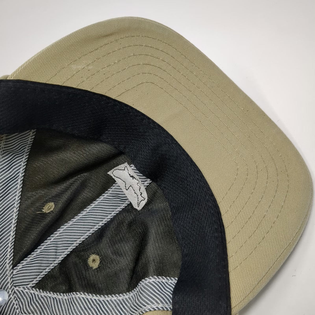 Dark Seas Snapback Hat Beige One Size Shark Logo Embroidered Baseball Cap