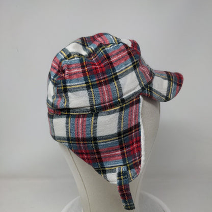 Baby Gap Fleece Lined Trapper Hat Multi 12-18 Months Plaid Chin Strap