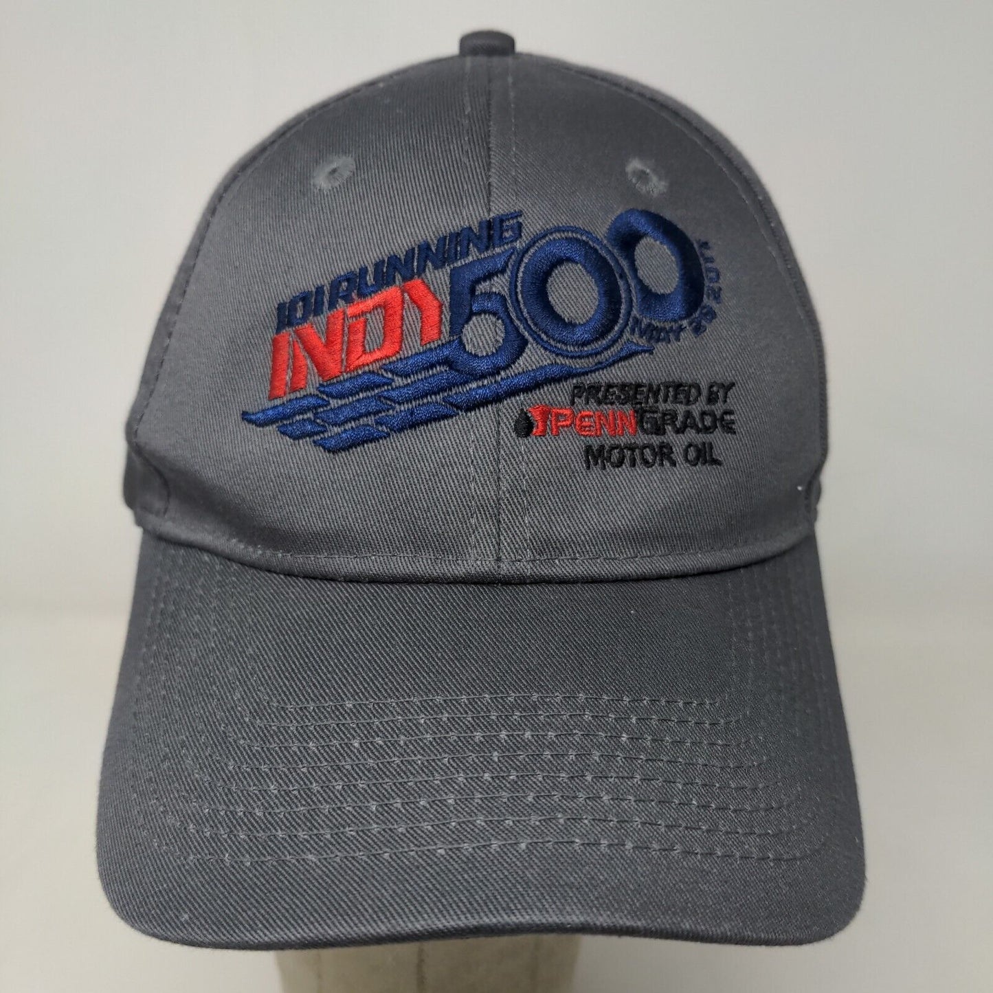 Indy 500 Men's Strapback Hat Gray Embroidered Logo 101st Running 2017