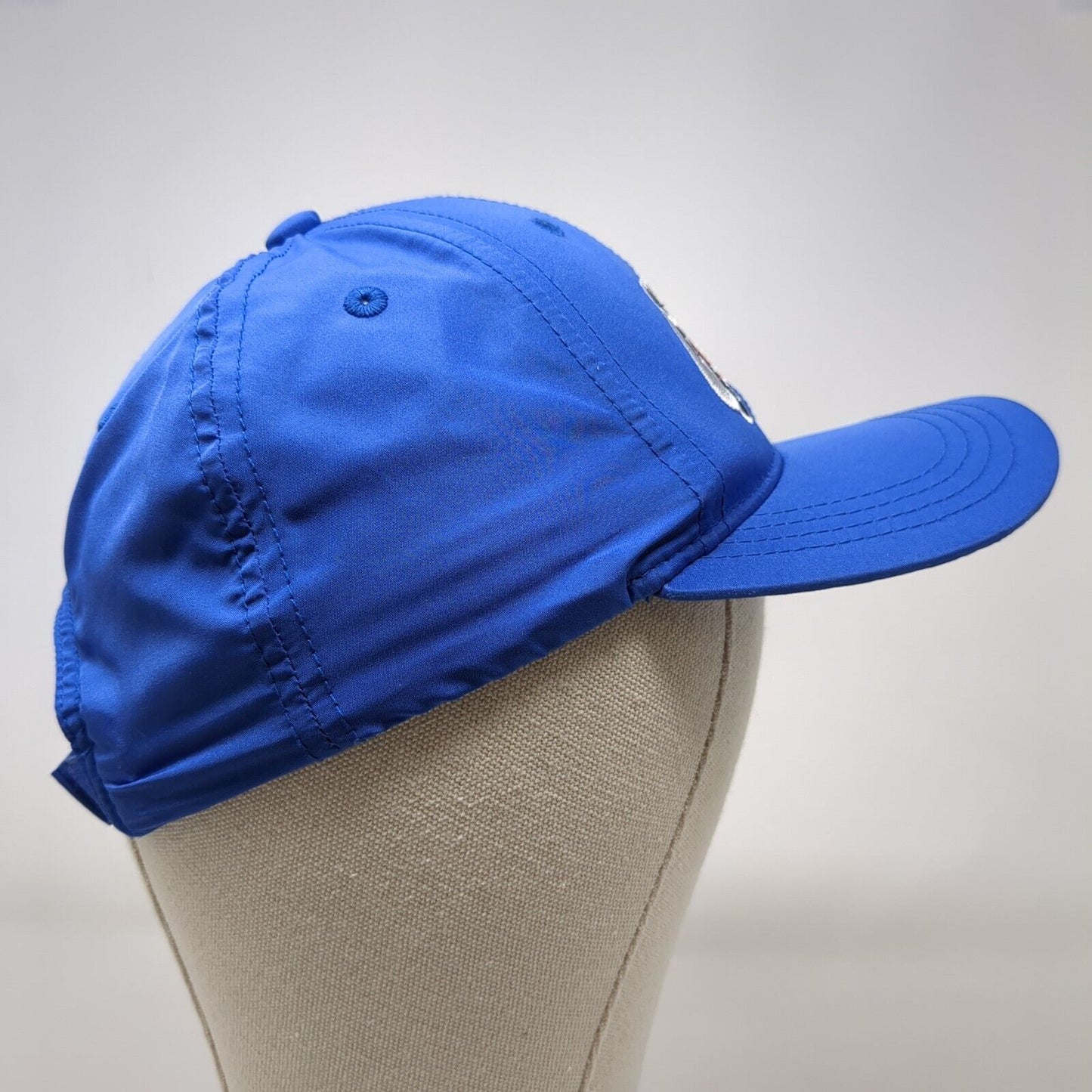 i9 Sports Strapback Hat Blue OSFA Adjustable Embroidered Vented Holes 6 Panel