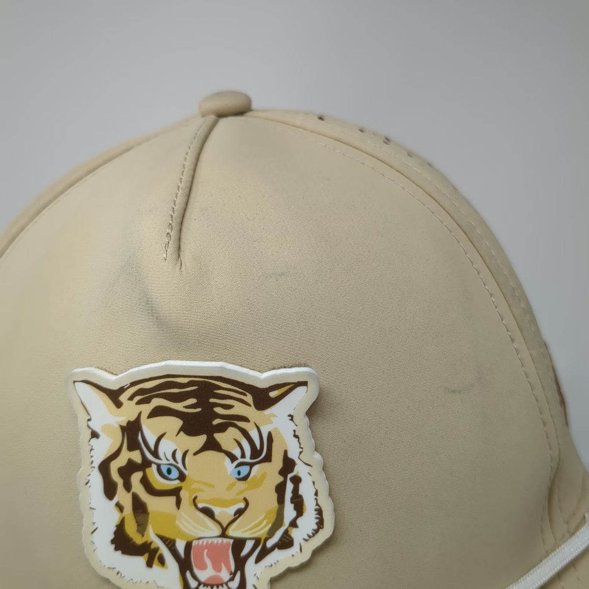 Branded Bills Trucker Hat Beige One Size Rope Tiger Patch Jet The Dude Abides