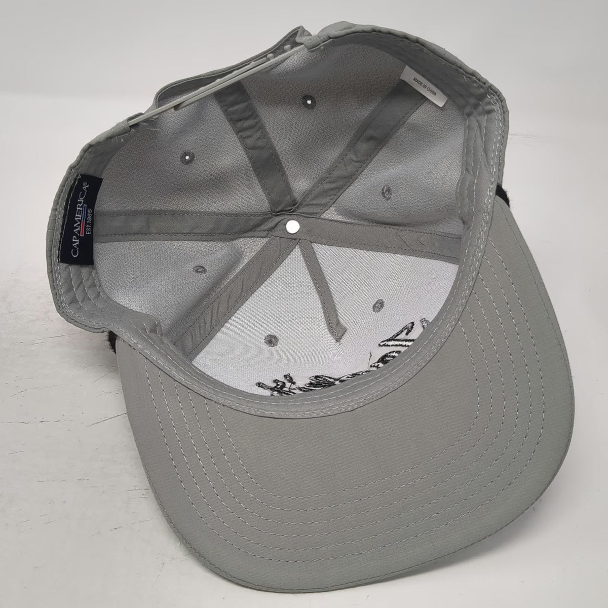 Cap America 5 Panel Gray One Size Hat Jacks Classic Embroidery Black Rope