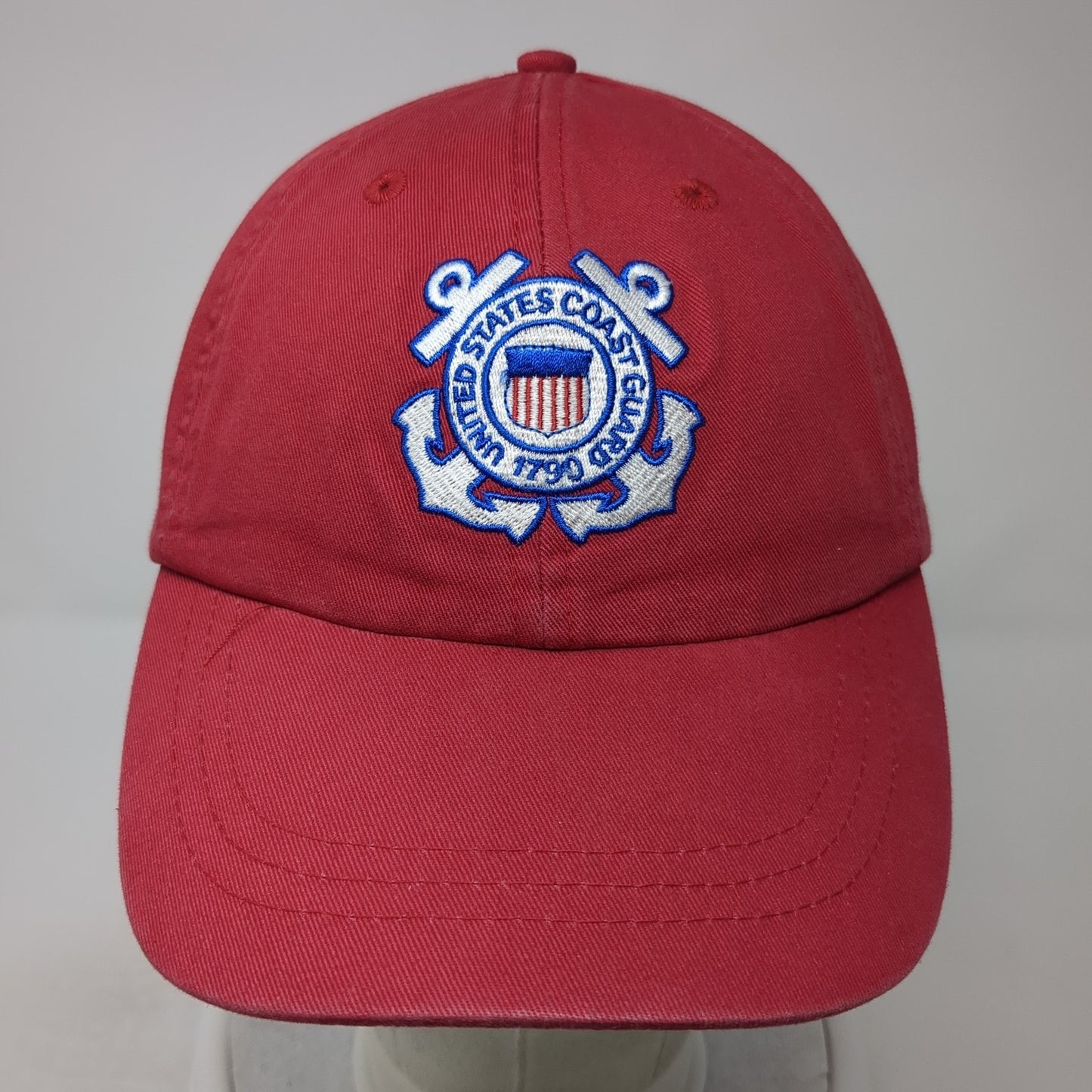 United States Coast Guard Slideback Hat Red One Size Leather Strap