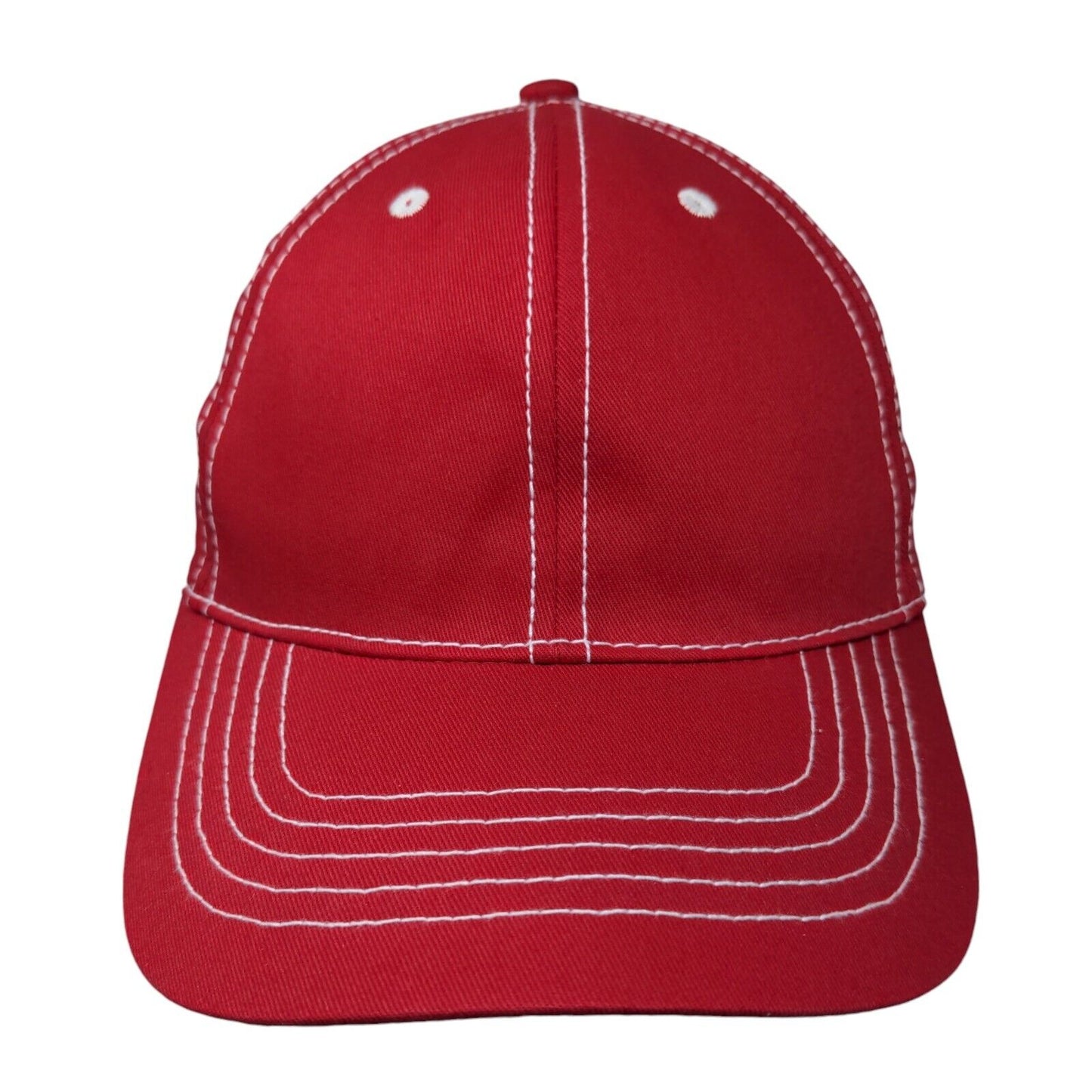 Unbranded Strapback Hat Red OSFM Solid Adjustable Vent Holes Blank