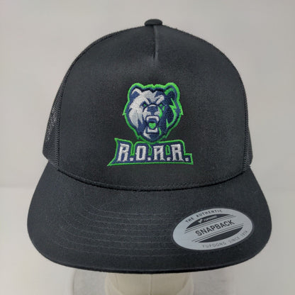 ROAR Snapback Trucker Hat Black OSFA Adjustable Embroidered Mesh Back Sport-Tek