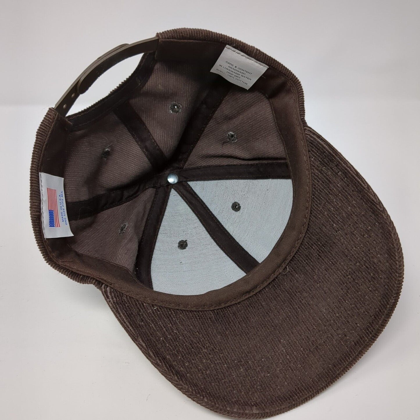 Unbranded Snapback Hat Brown One Size Adjustable Vented Holes 6 Panel Blank