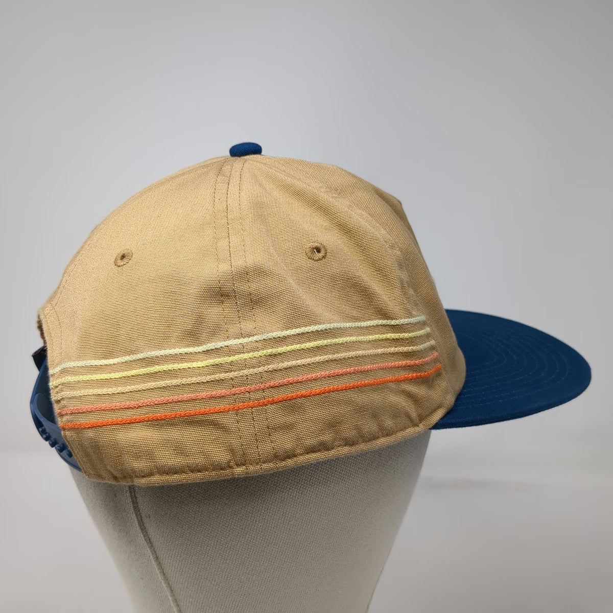 Patagonia 5 Panel Beige One Size Snapback Mountain Logo Side Stripes Hat