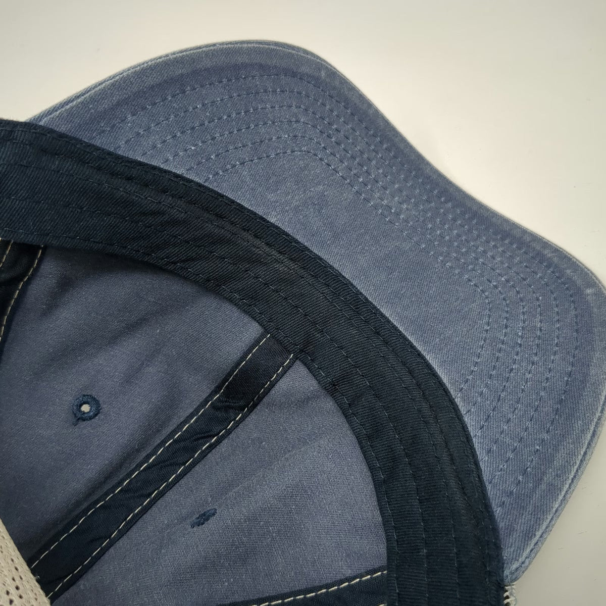 George Trucker Hat Blue One Size Mesh Back Snapback Curved Brim Cotton