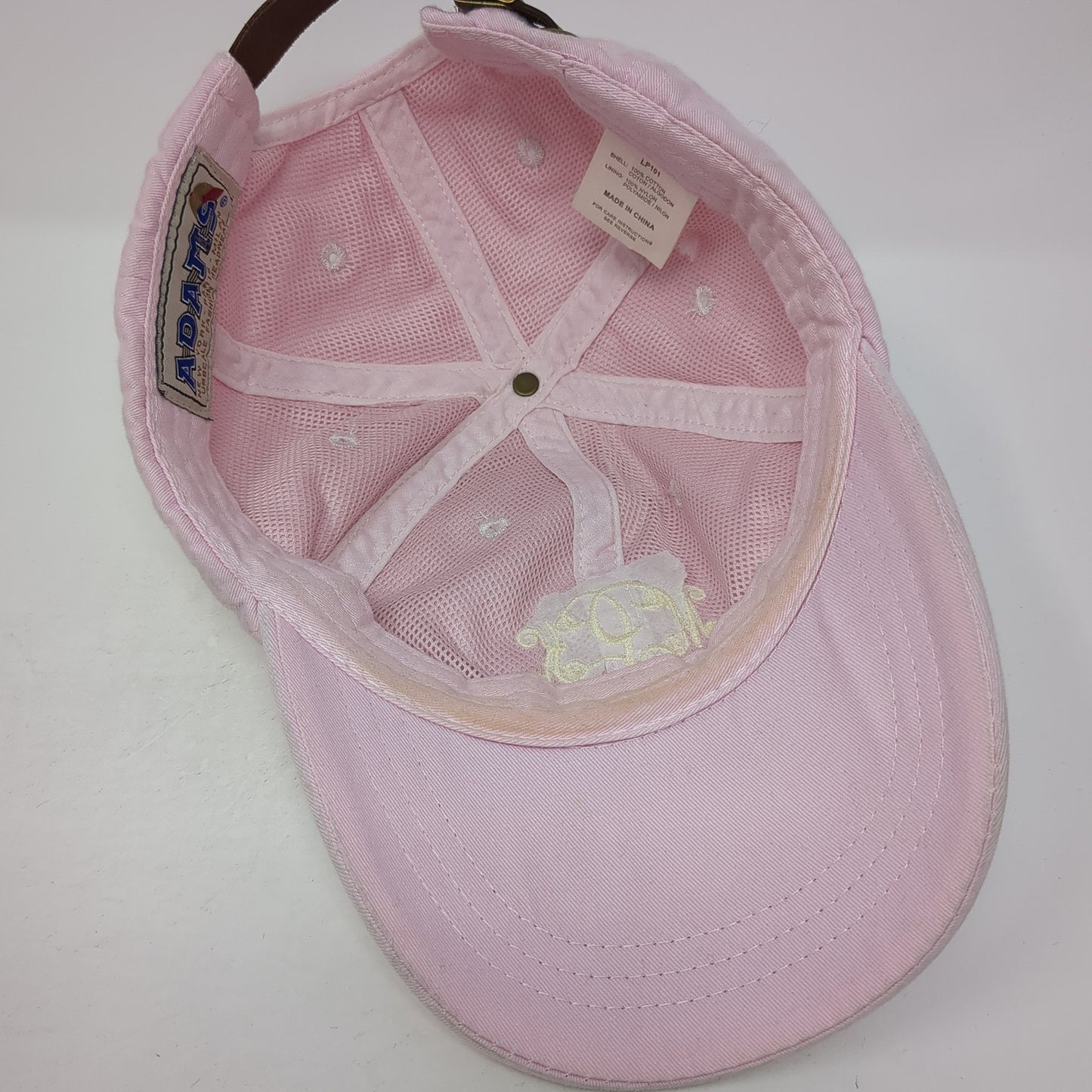 Adams Slideback Hat Pink One Size Adjustable Leather Strap Monogram