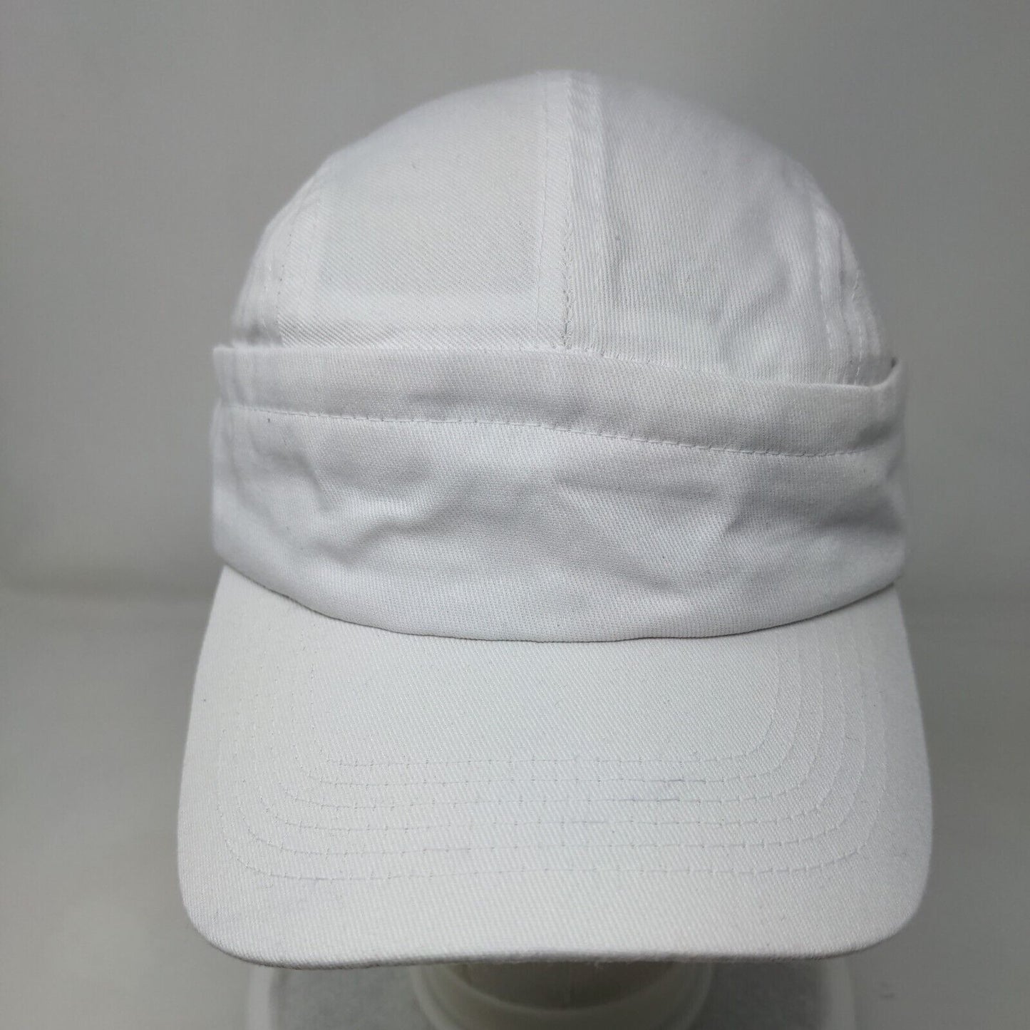 Unbranded Strapback 5 Panel Cap White OSFA Adjustable Blank Polyester Blend