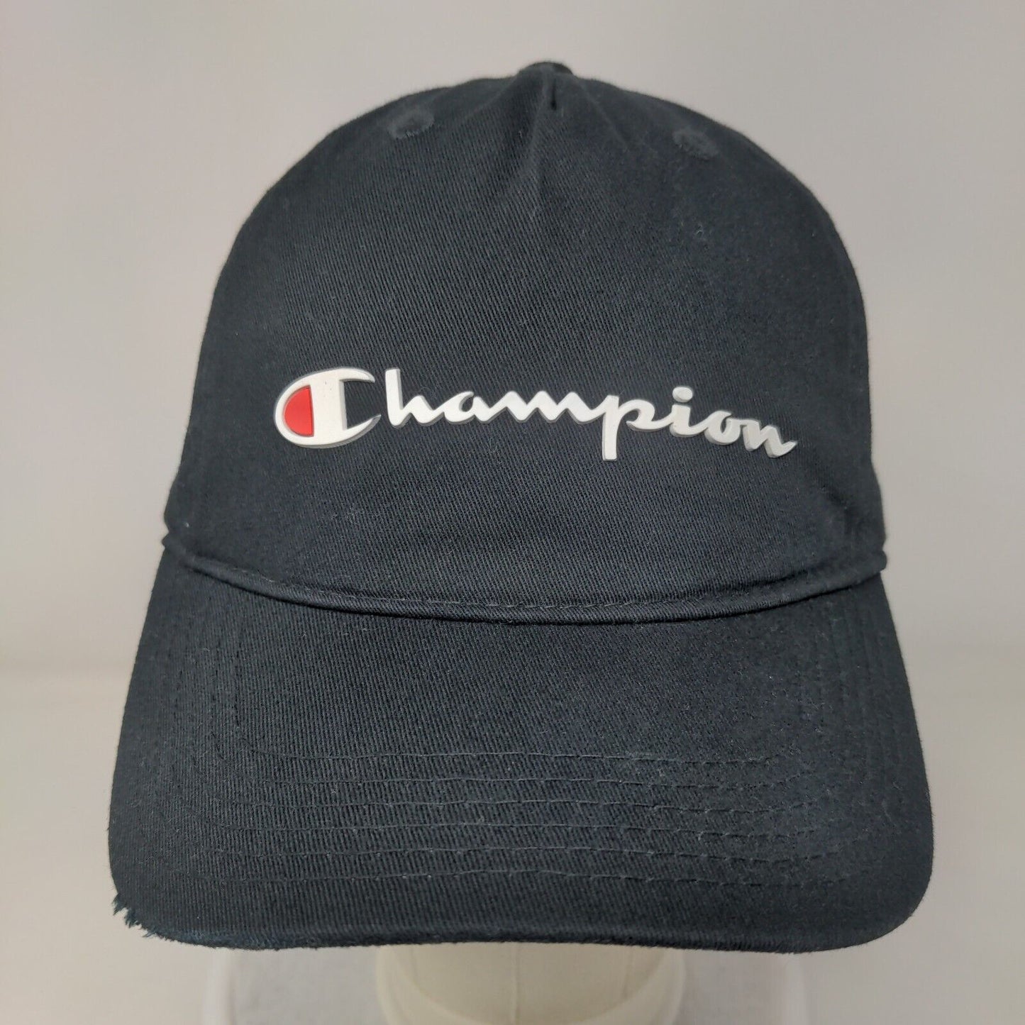 Champion Slideback Hat Black OSFA Adjustable C Logo Solid Vent Holes
