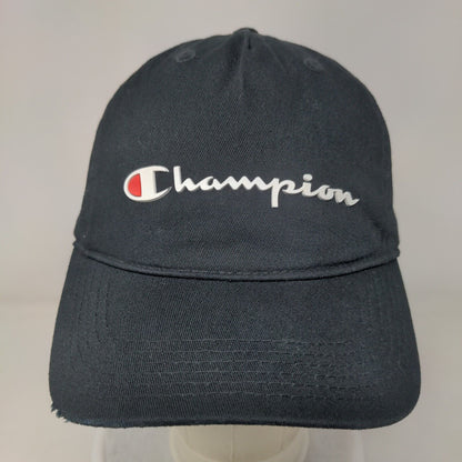 Champion Slideback Hat Black OSFA Adjustable C Logo Solid Vent Holes