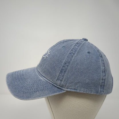 Wave Strapback Baseball Cap Blue One Size Adjustable Embroidered 6 Panel Denim