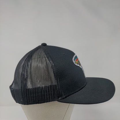 Reel Happy Fish Snapback Mesh Back Trucker Hat Black One Size 6 Panel