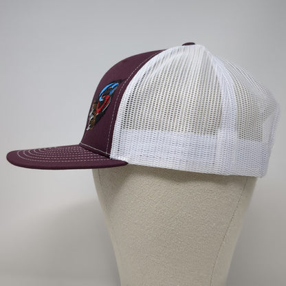 Richardson Trucker Hat Purple OSFM White Mesh Back Snapback Graphic Claw Logo