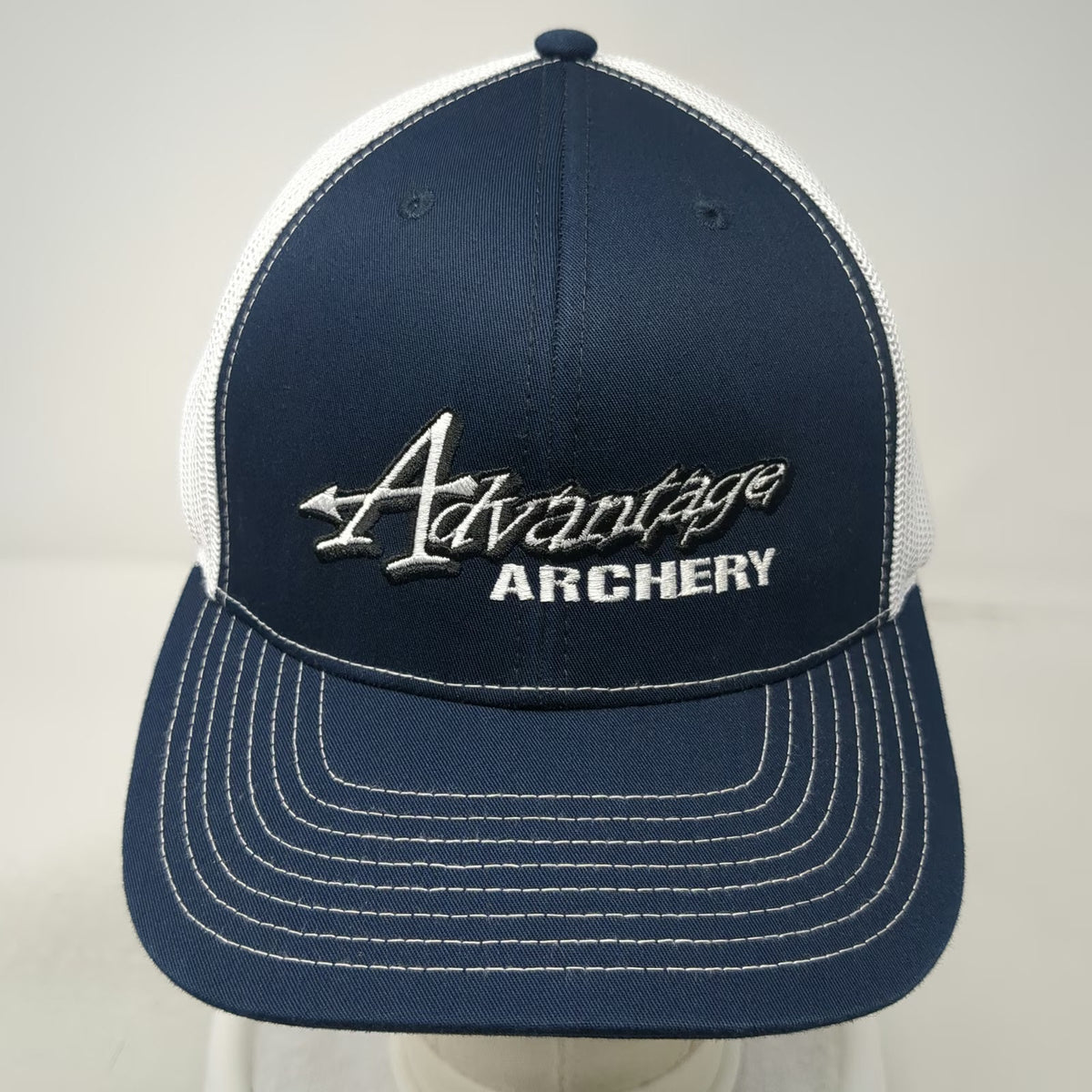 Richardson Trucker Hat Blue White One Size Advantage Archery Logo Mesh Snapback