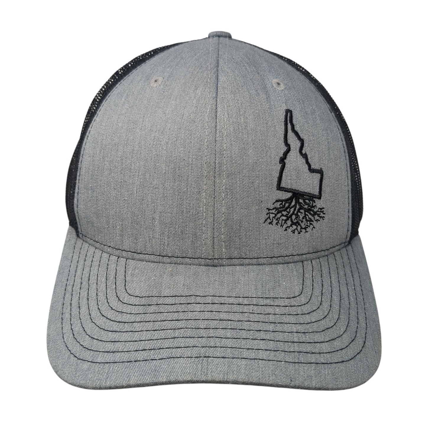 Idaho Roots Snapback Mesh Back Trucker Hat Gray One Size Colorblock