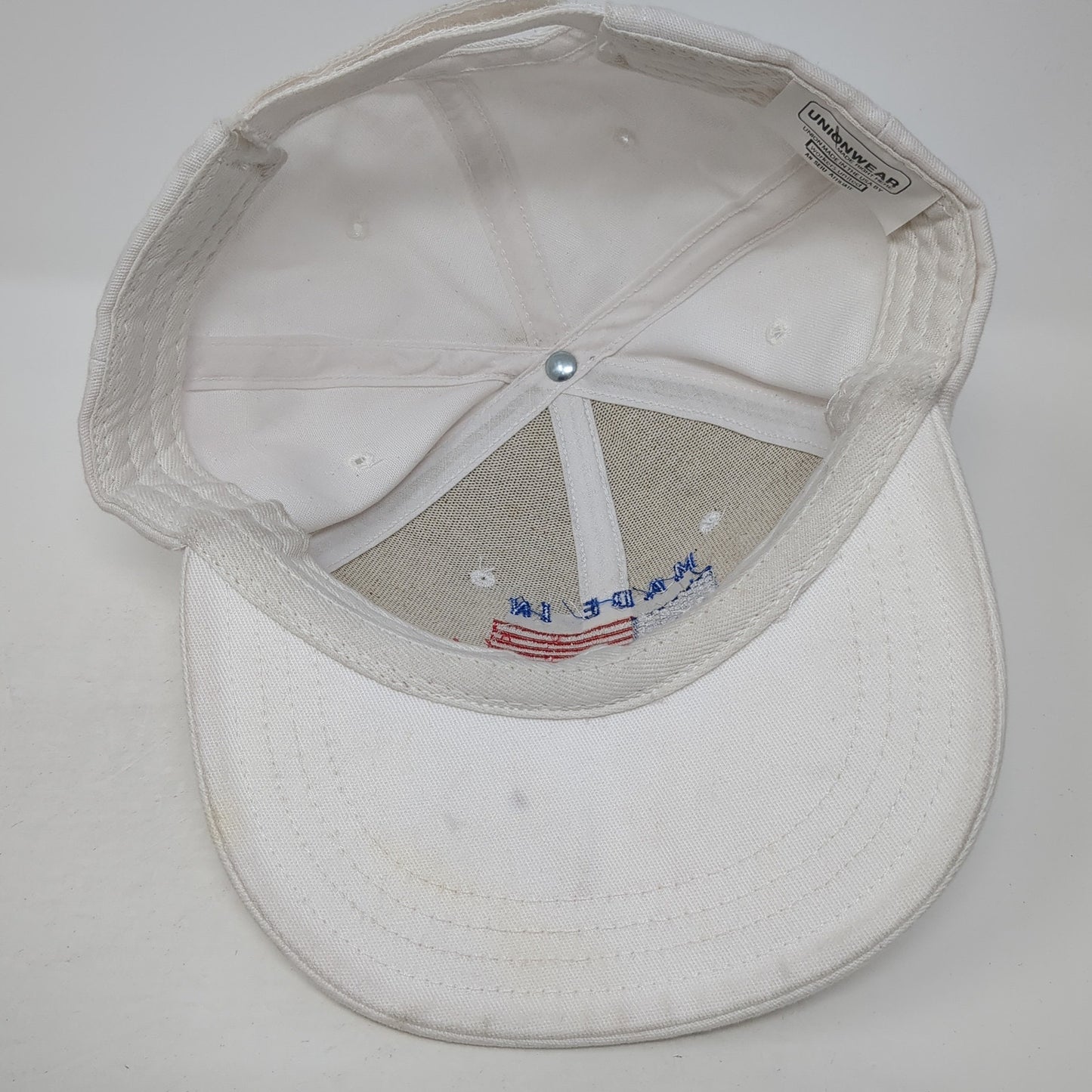 Made In America Strapback Baseball Cap White OS Adjustable Patriotic Unionwear