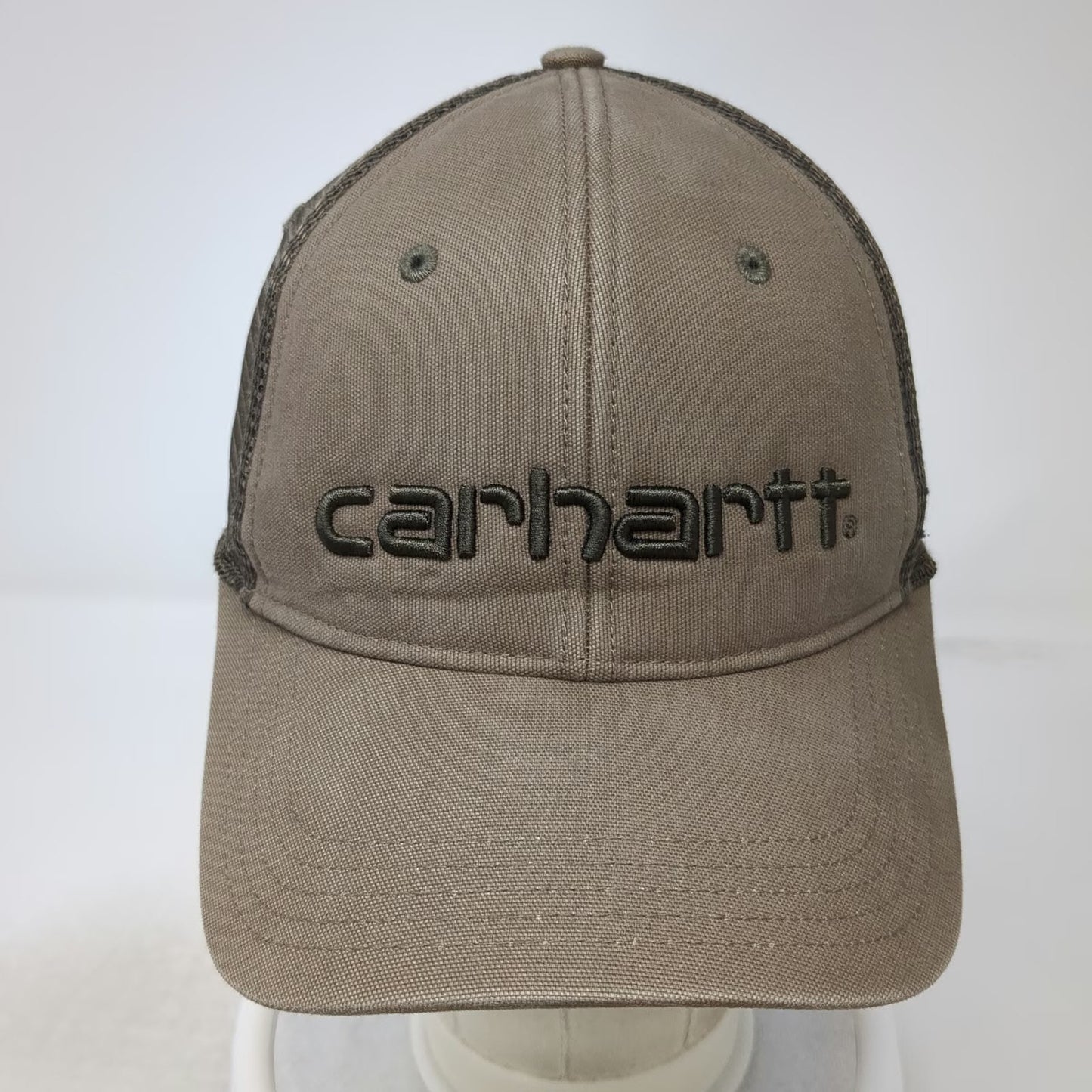 Carhartt Trucker Hat Brown One Size Mesh Back Snapback Embroidered Logo Work Cap