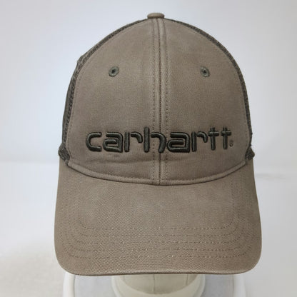 Carhartt Trucker Hat Brown One Size Mesh Back Snapback Embroidered Logo Work Cap