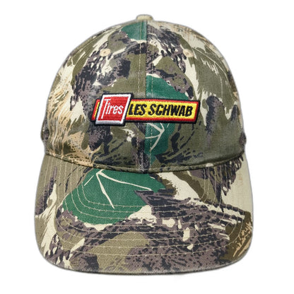 Go USA Baseball Cap Green One Size Camo Tires Les Schwab Logo Strapback Hat