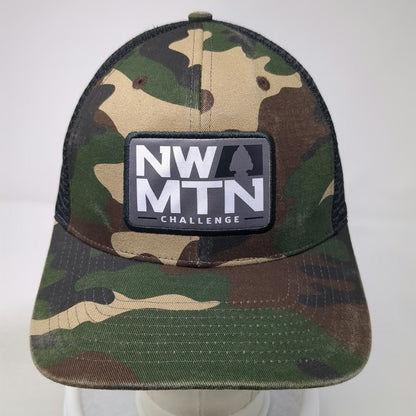 NW MTN Challenge Green Black Brown Mesh Camo One Size Trucker Hat Snapback