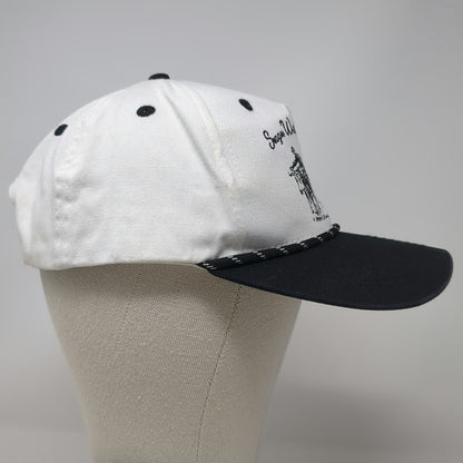 Seager 5 Panel White Black OSFM Rope Hat Snapback Western Cowboy Cotton Steer