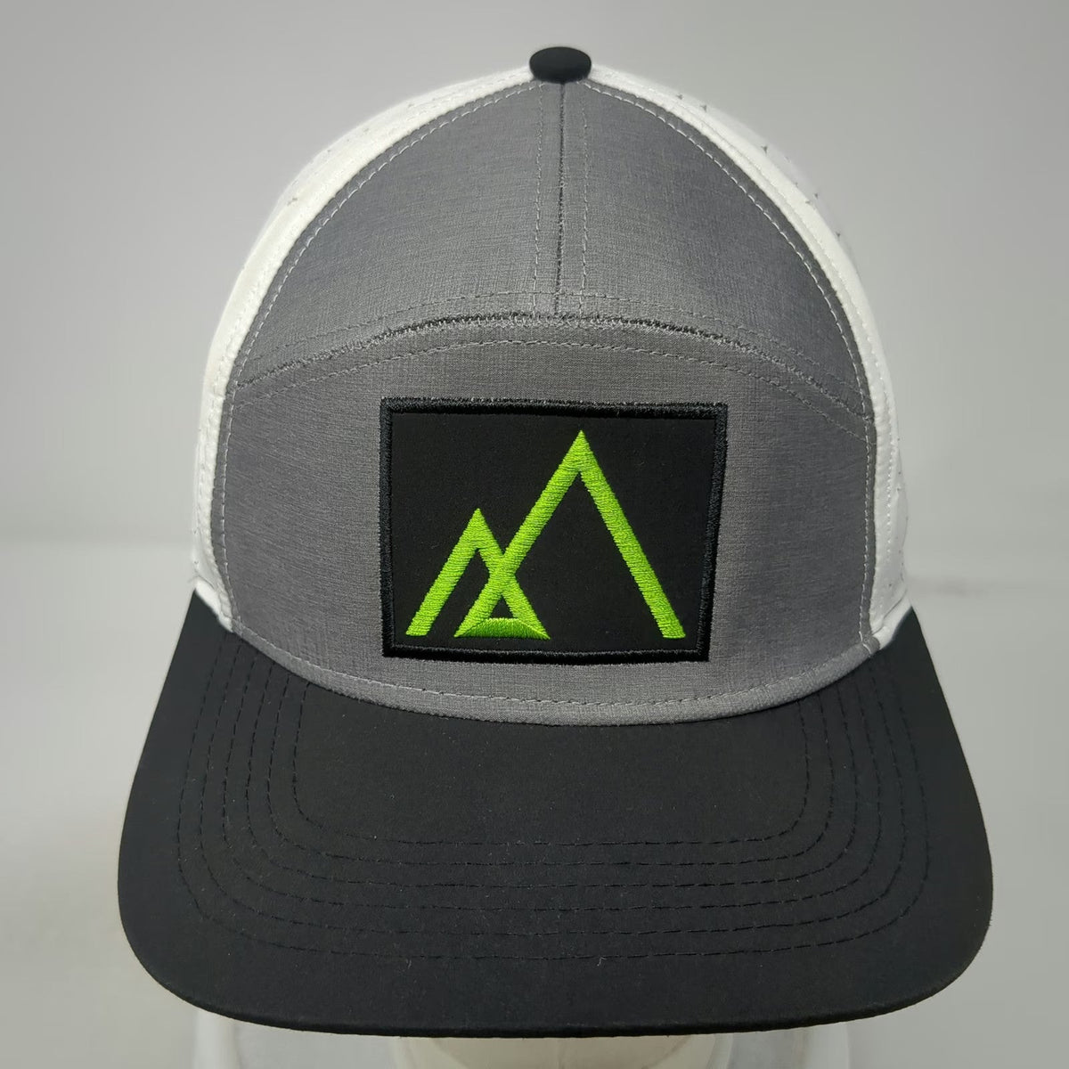 The Heartbeat Brand Trucker Hat Gray White Black One Size Mountain Logo Patch