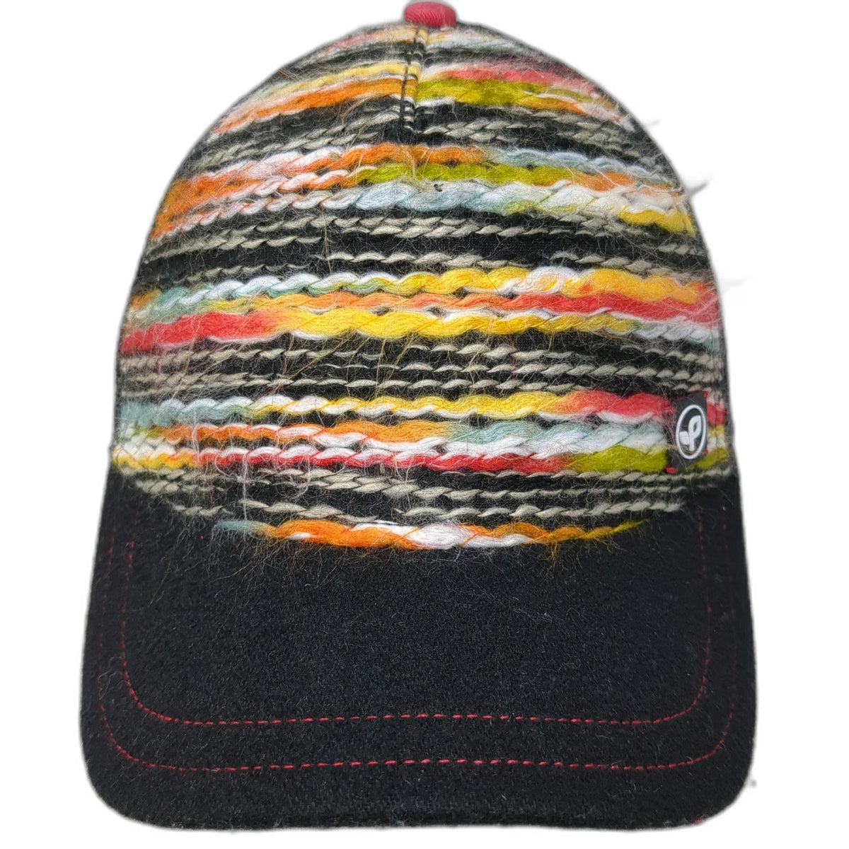 Pistil Trucker Hat Black One Size Knit Front Snapback Mesh Back Striped Wool