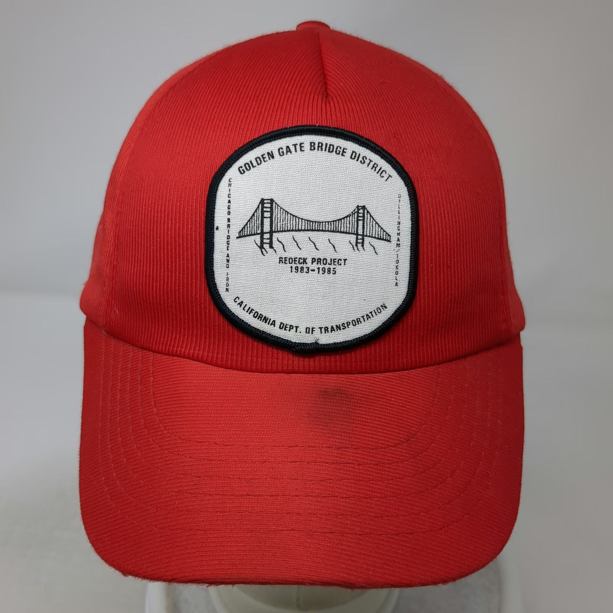 Red 5 Panel Hat One Size Golden Gate Bridge District Redeck Project Snapback CA