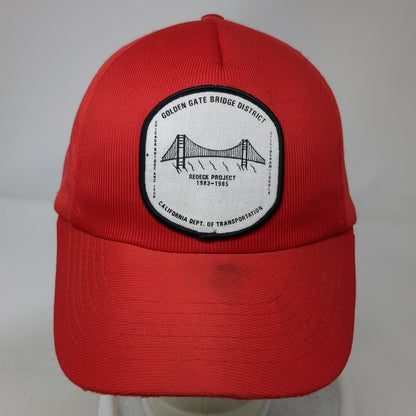 Red 5 Panel Hat One Size Golden Gate Bridge District Redeck Project Snapback CA