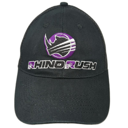 Rhino Rush Trucker Hat Black One Size Snapback Mesh Back Embroidered Logo