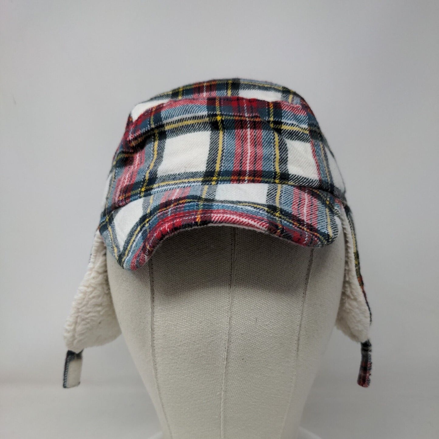 Baby Gap Fleece Lined Trapper Hat Multi 12-18 Months Plaid Chin Strap