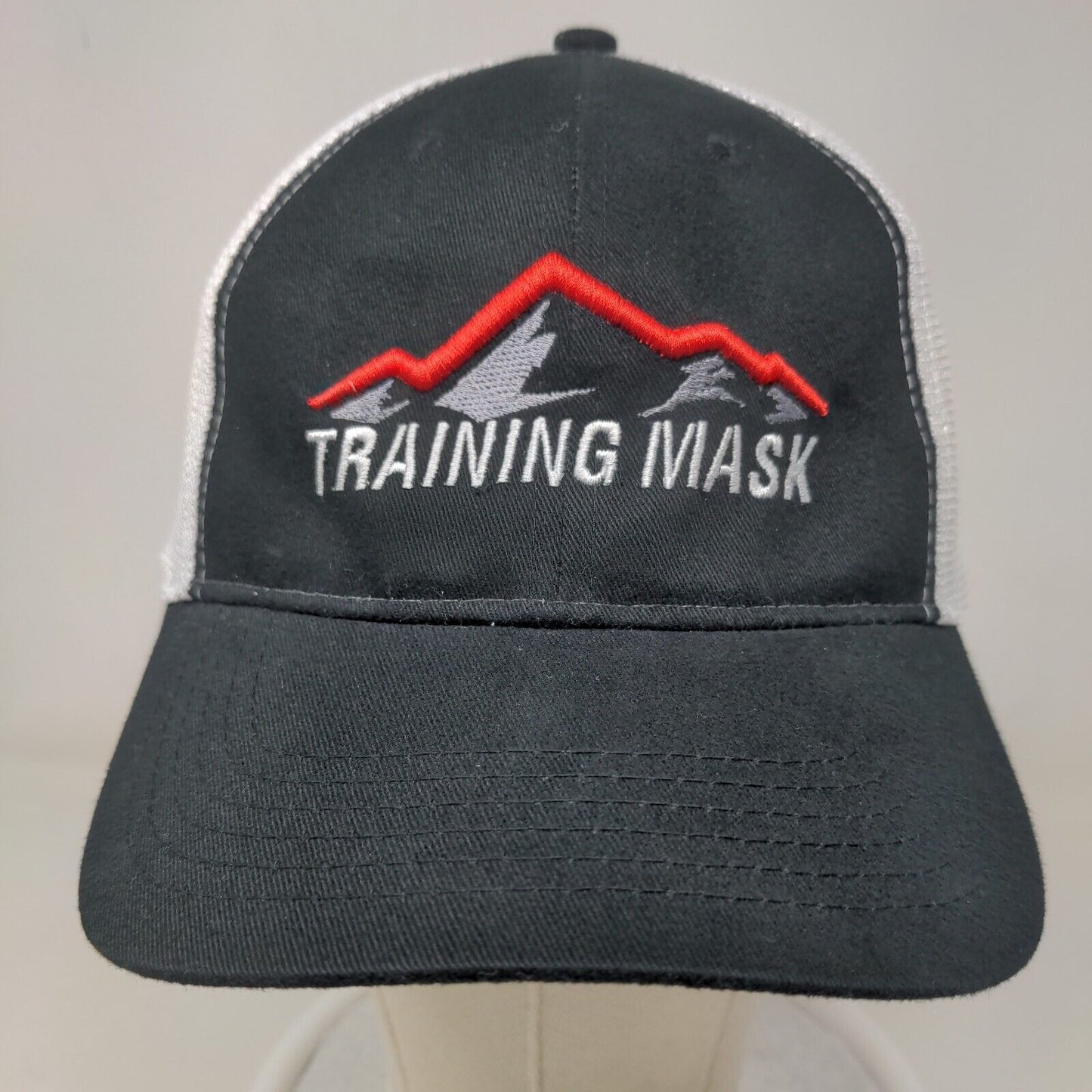 Big Men's Slideback Hat Black White Embroidered Training Mask Logo