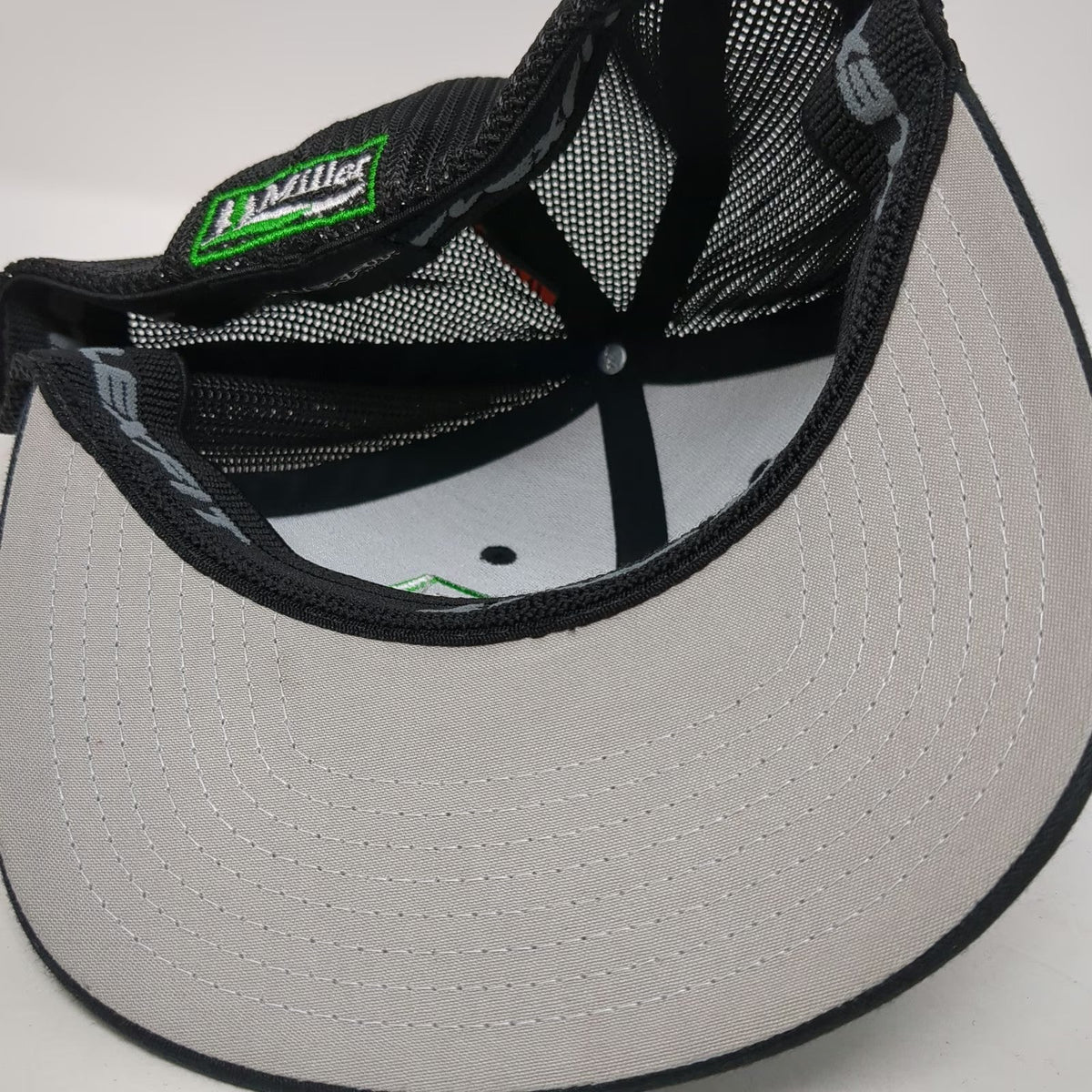 Flexfit Baseball Cap Black One Size Miller Beer Logo Trucker Mesh Stretch Hat