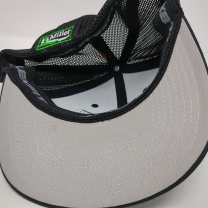 Flexfit Baseball Cap Black One Size Miller Beer Logo Trucker Mesh Stretch Hat