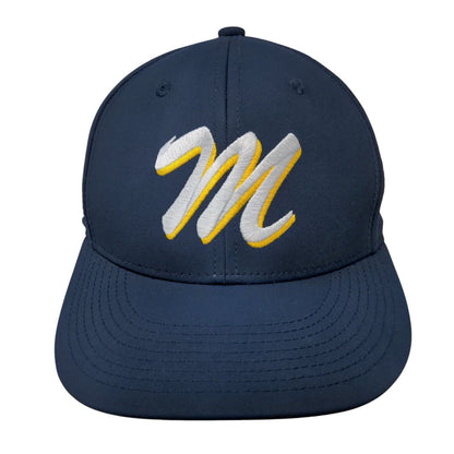 Letter M Fitted Hat Blue S/M C-Fit Embroidered Breathable 6 Panel Champro