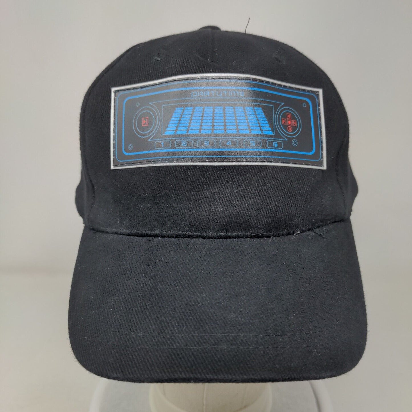 Party Time Strapback Hat Black One Size Adjustable Vented Holes 5 Panel