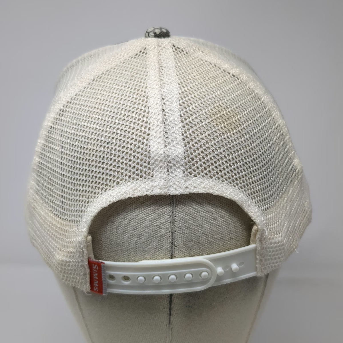 Simms Trucker Hat Gray One Size Mesh Snapback Fishing Hex Camo Bass Logo Patch
