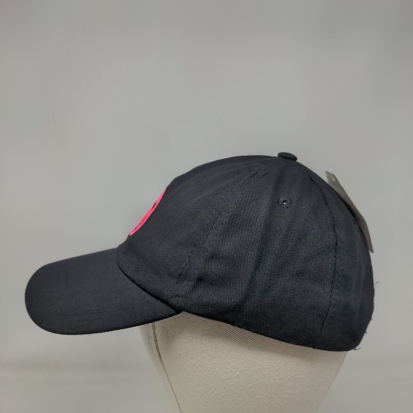 Smiley Adult Baseball Cap Black One Size Adjustable Embroidered Peace Love Vibes