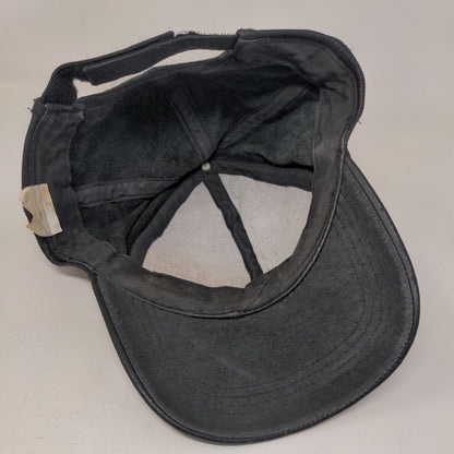 Cap By Bee Strapback Hat Black OSFA Adjustable Genuine Leather Blank