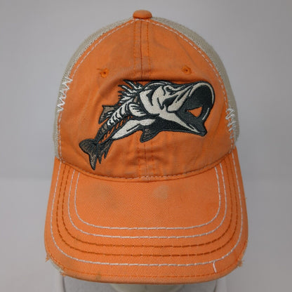 Outdoor Cap Strapback Trucker Hat Orange One Size Adjustable Distressed Mesh
