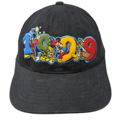 Walt Disney World Snapback Hat Black Vintage 1999 Mickey Mouse Pluto Goofy