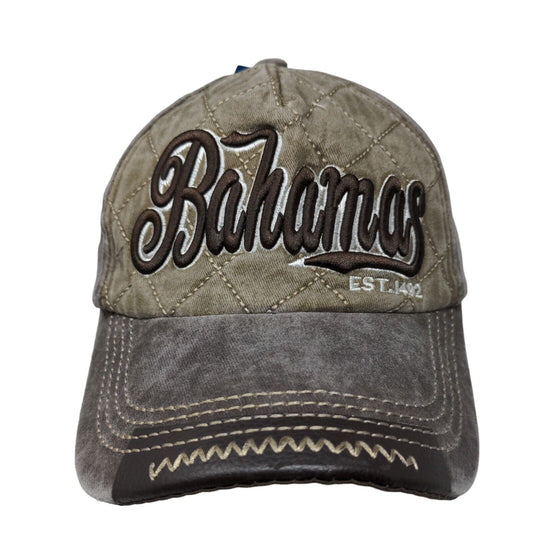 Bahamas Slideback Hat Brown One Size Embroidered Quilted W/Tags