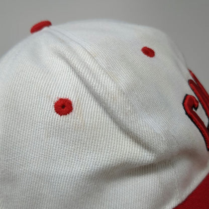 Snapback Hat White Red One Size Canada Embroidered Flat Brim Two Tone 6 Panel