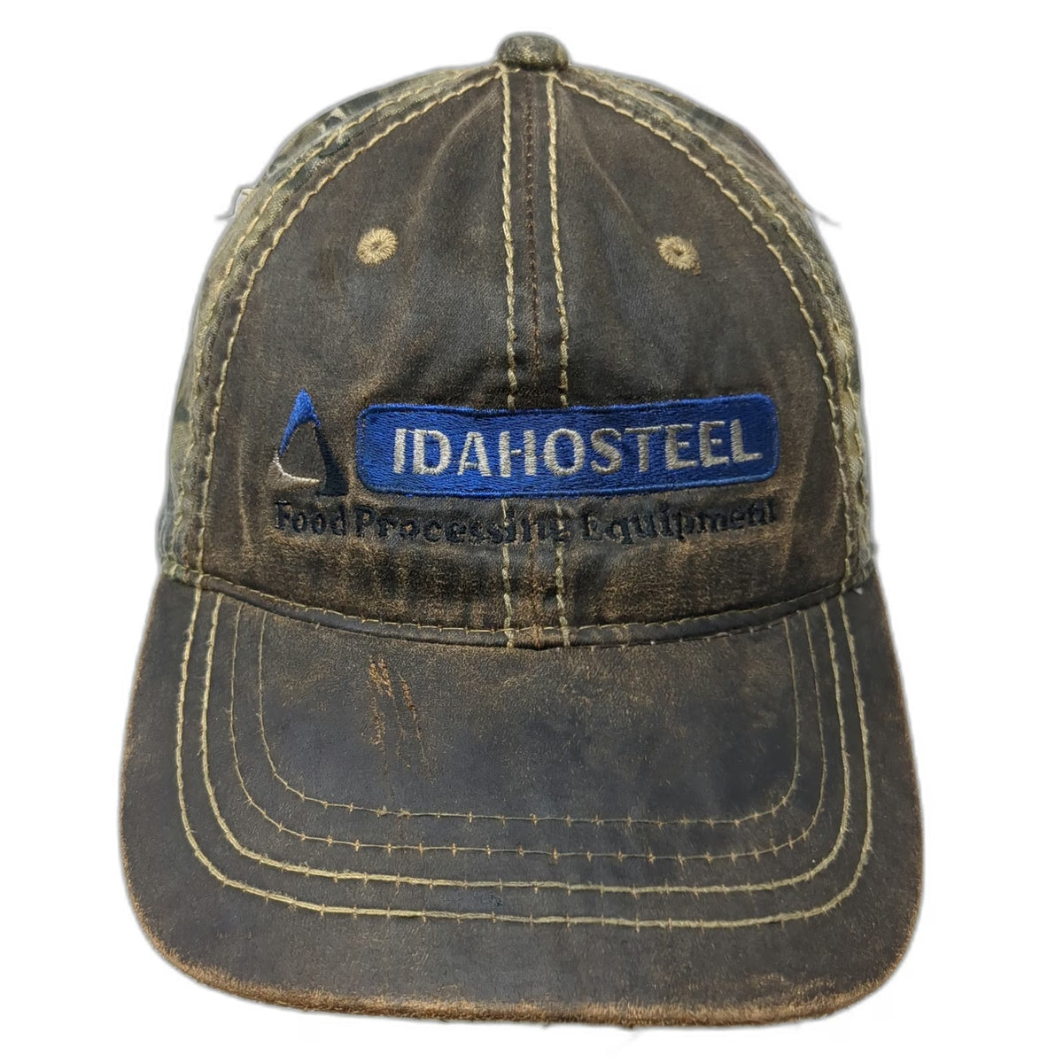 Port Authority Idaho Steel Hat Baseball Cap Brown Green One Size Camo Distressed